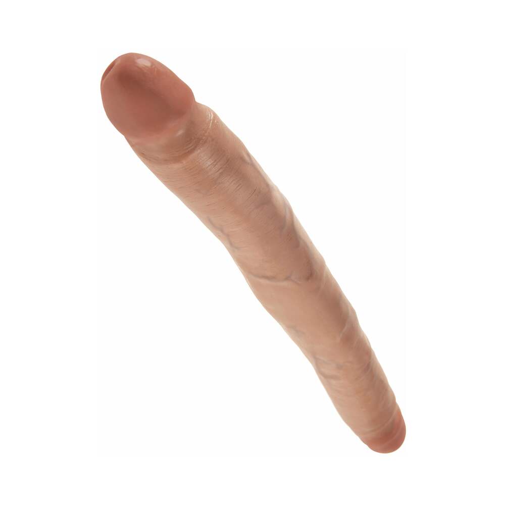 King Cock 12in Slim Double Dildo Tan