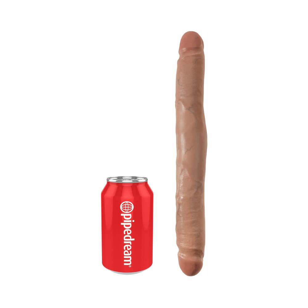 King Cock 12in Slim Double Dildo Tan