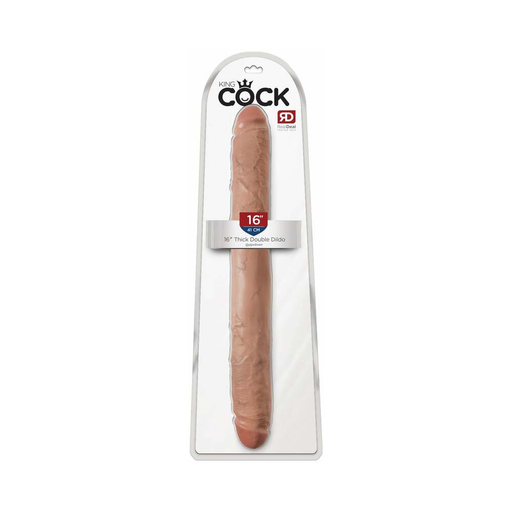 Pipedream King Cock 16 in. Thick Double Dildo Realistic Tan