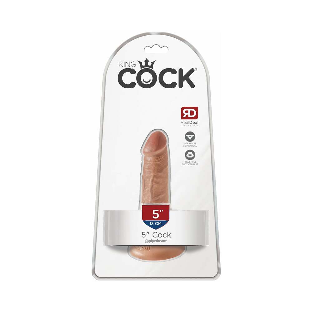 Pipedream King Cock 5 in. Cock Realistic Dildo With Suction Cup Tan