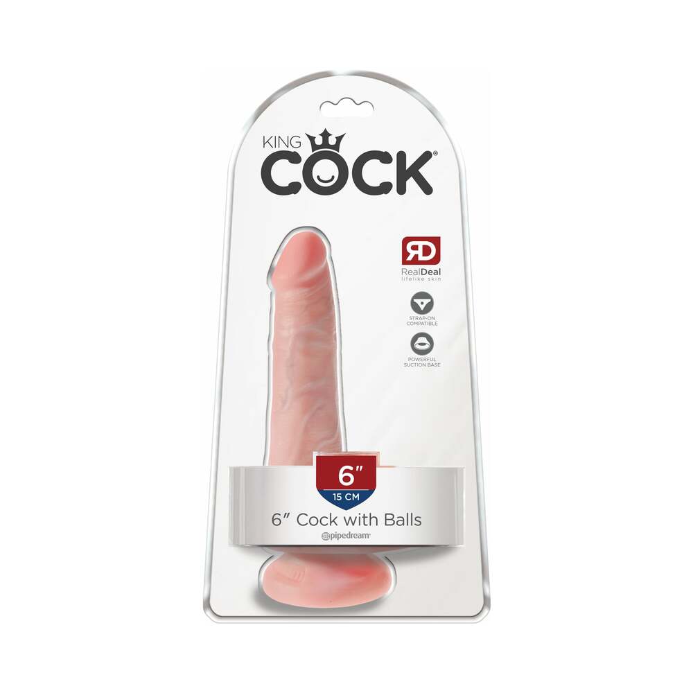 Pipedream King Cock 6 in. Cock With Balls Realistic Suction Cup Dildo Beige