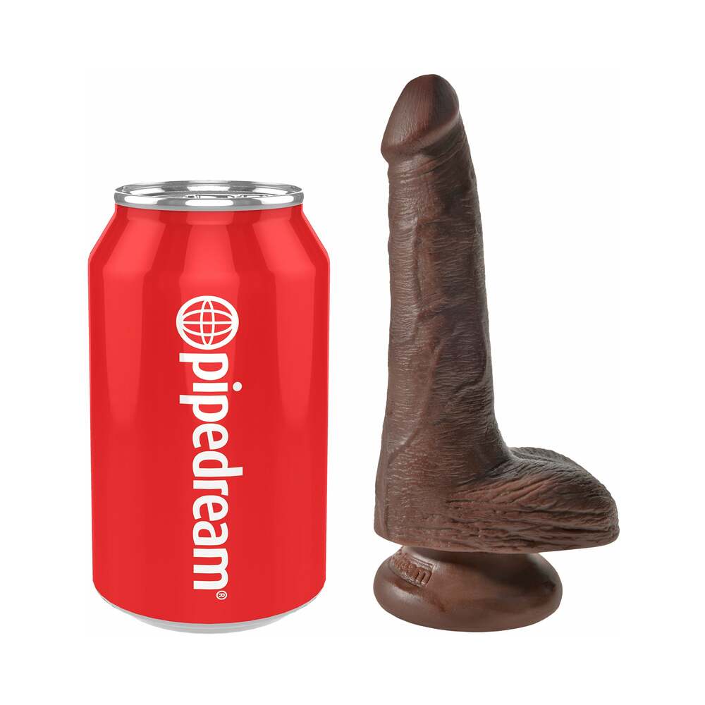 King Cock - Pene de 6 pulgadas con testículos, color marrón