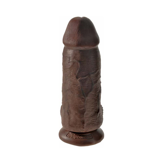 Pipedream King Cock Chubby 9 in. Cock With Balls Realistic Suction Cup Dildo Brown