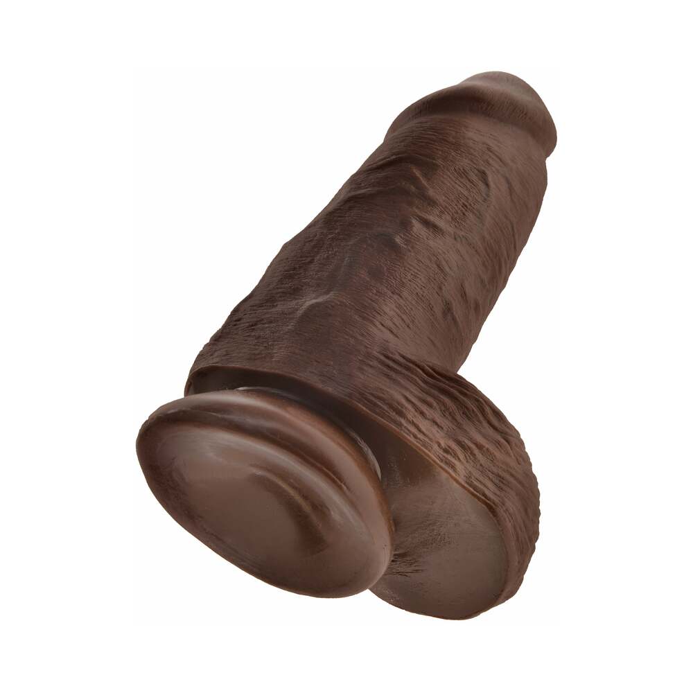 Pipedream King Cock Chubby 9 in. Cock With Balls Realistic Suction Cup Dildo Brown