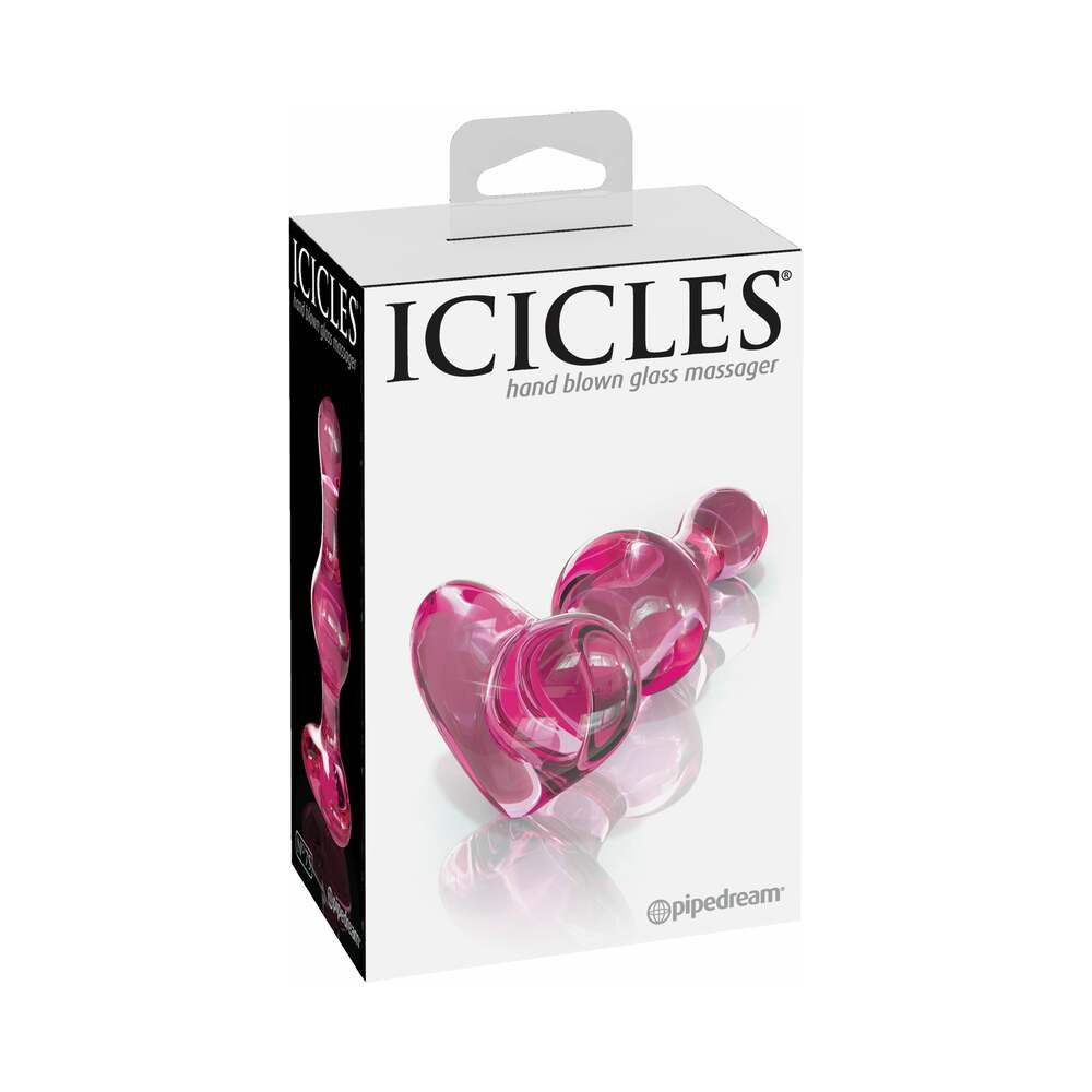 Pipedream Icicles No. 75 Beaded Glass Massager With Heart-Shaped Base Pink