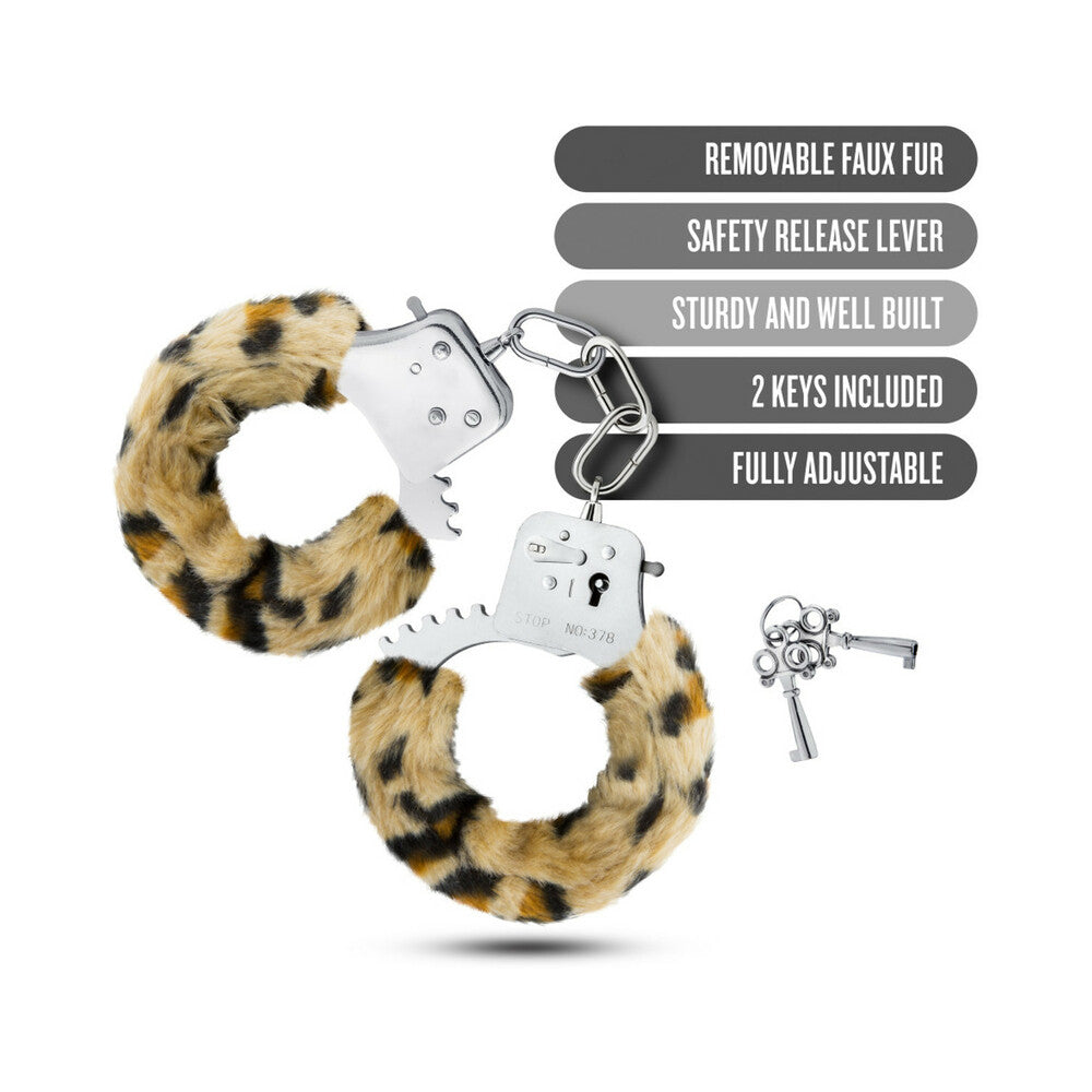 Temptasia Adjustable Faux Fur Cuffs Leopard