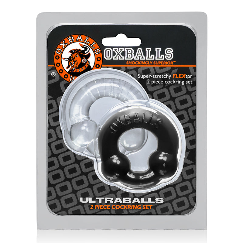 OxBalls Ultraballs, 2pk Cockring Blk&Clr