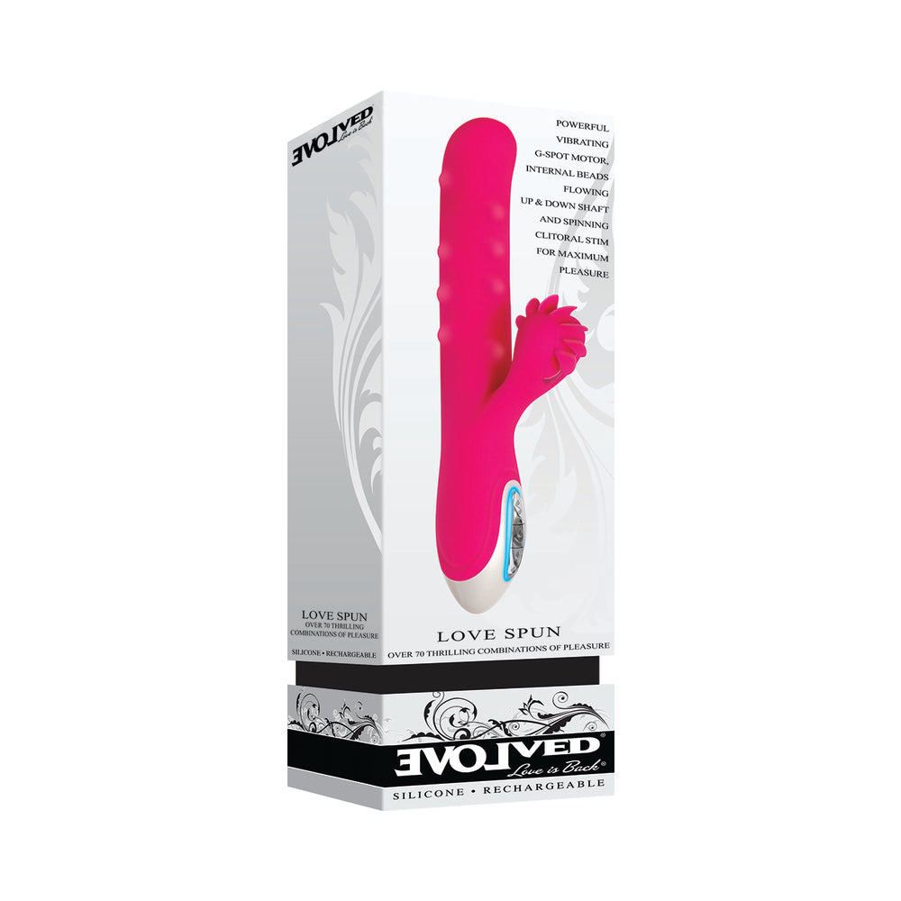 Evolved Love Spun Rechargeable Silicone Dual Stimulator Pink