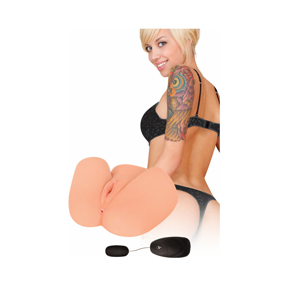 Curve Toys Mistress Perfect Fuck Zoe Jackhammer Vibrating Dual Entry Masturbator Beige