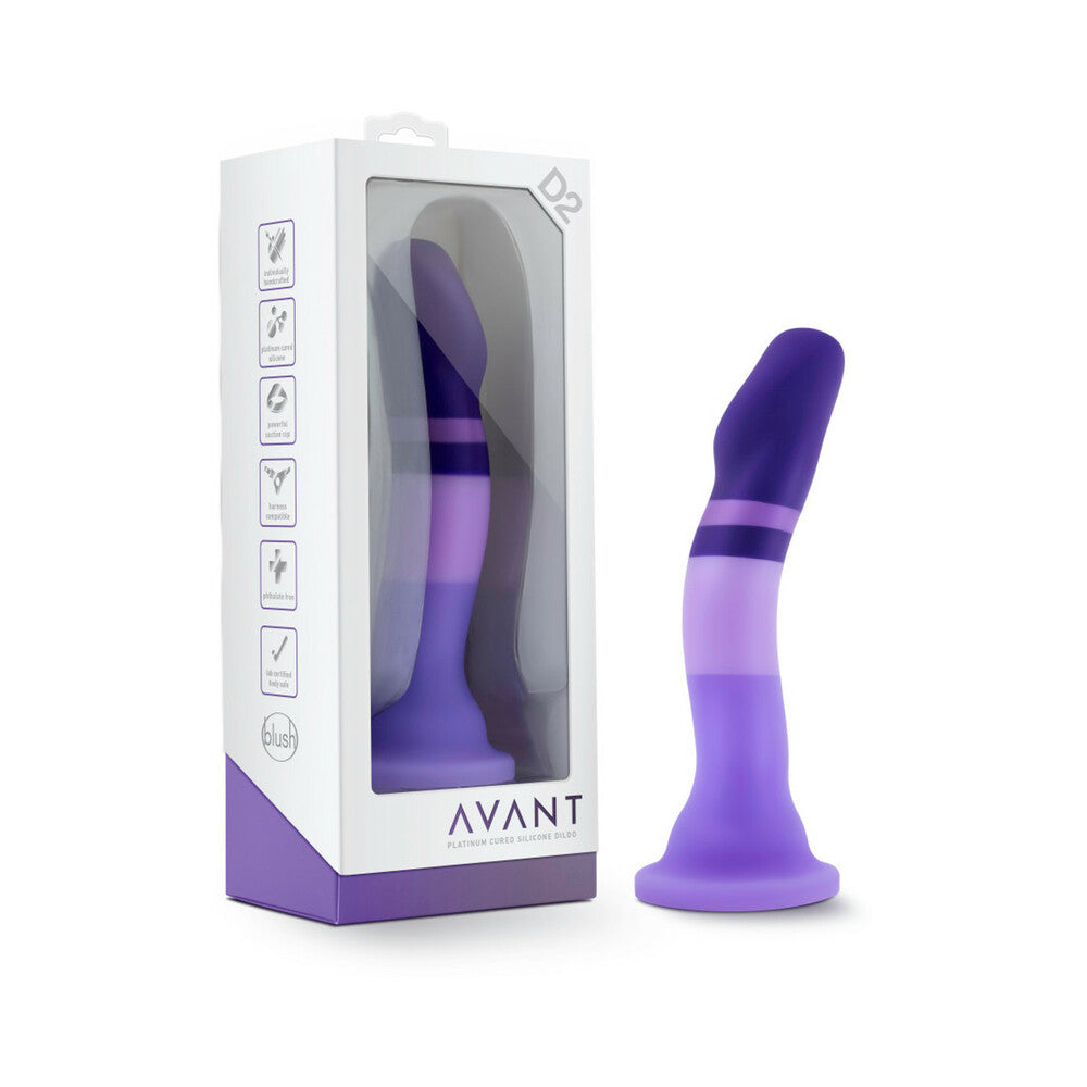 Blush Avant D2 Purple Rain 7.5 in. Silicone Dildo with Suction Cup