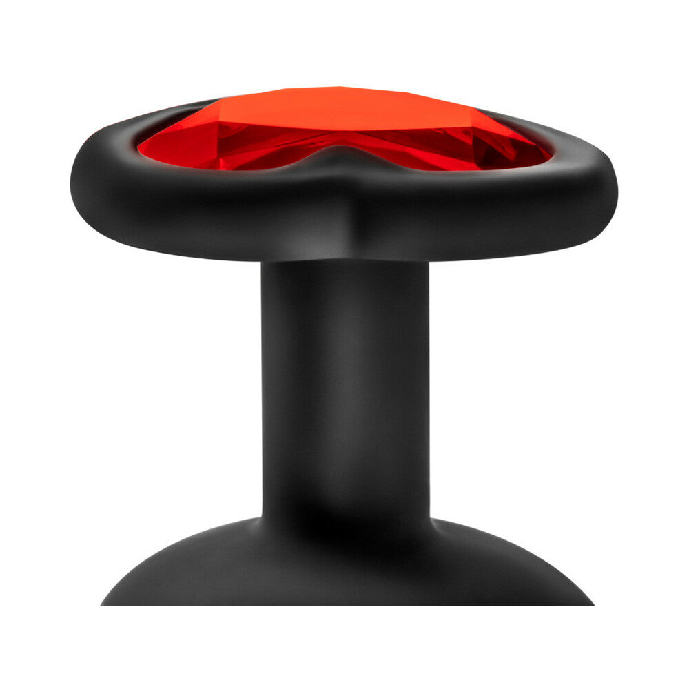 Luxe 3-Piece Bling Plug Training Kit with Red Gem Base Black