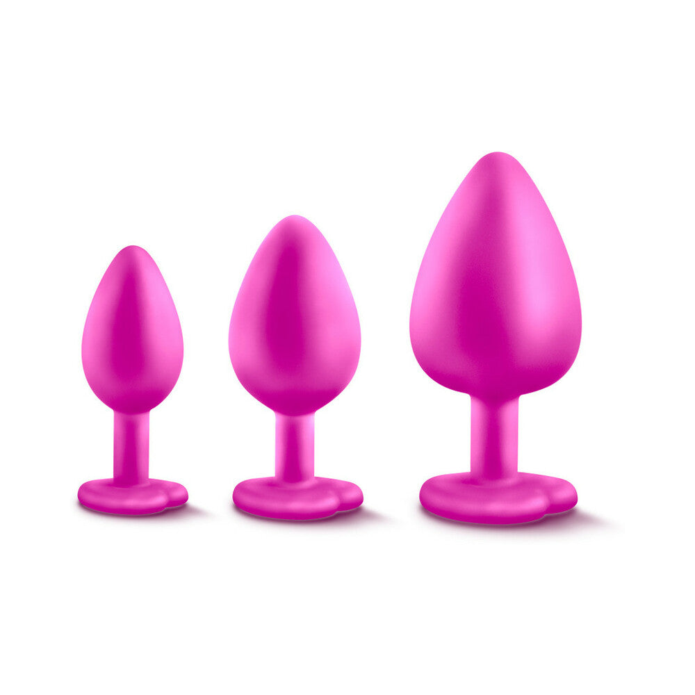 Luxe 3-Piece Bling Plug Training Kit with White Gem Base Pink
