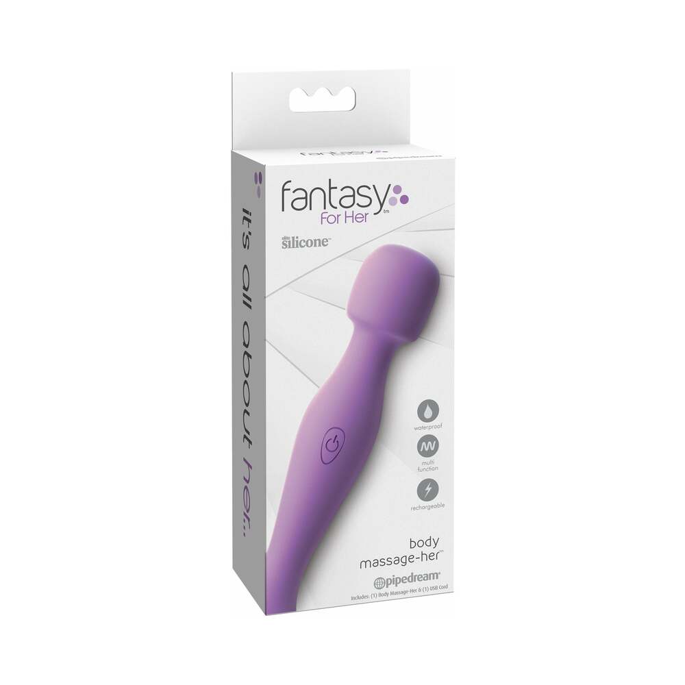 Pipedream Fantasy For Her Body Massage-Her Rechargeable Silicone Wand Vibrator Purple