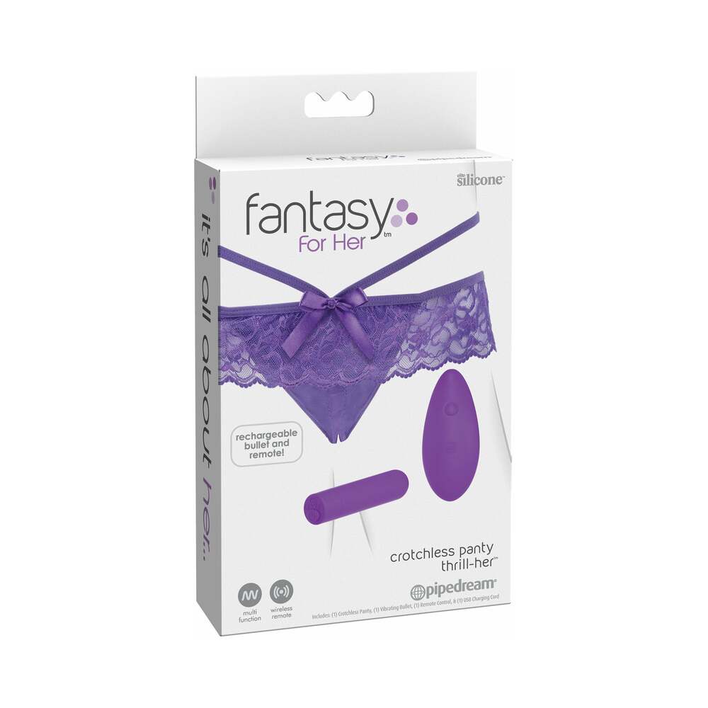 Pipedream Fantasy For Her Crotchless Panty Thrill-Her & Vibrator Purple