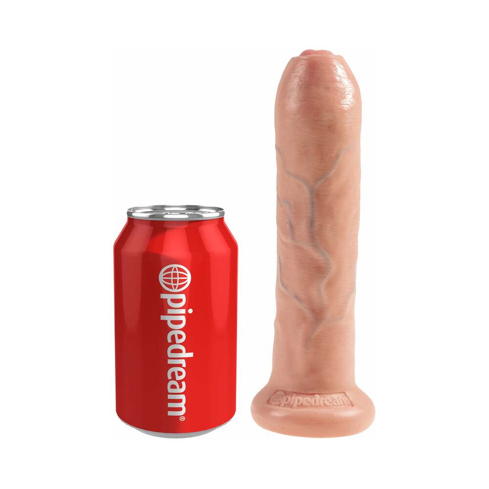 King Cock 7 in. Uncut Cock Realistic Dildo With Moveable Foreskin & Suction Cup Beige