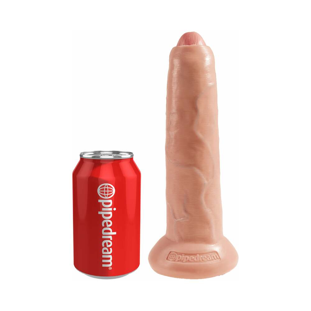 King Cock 9 in. Uncut Cock Realistic Dildo With Moveable Foreskin & Suction Cup Beige