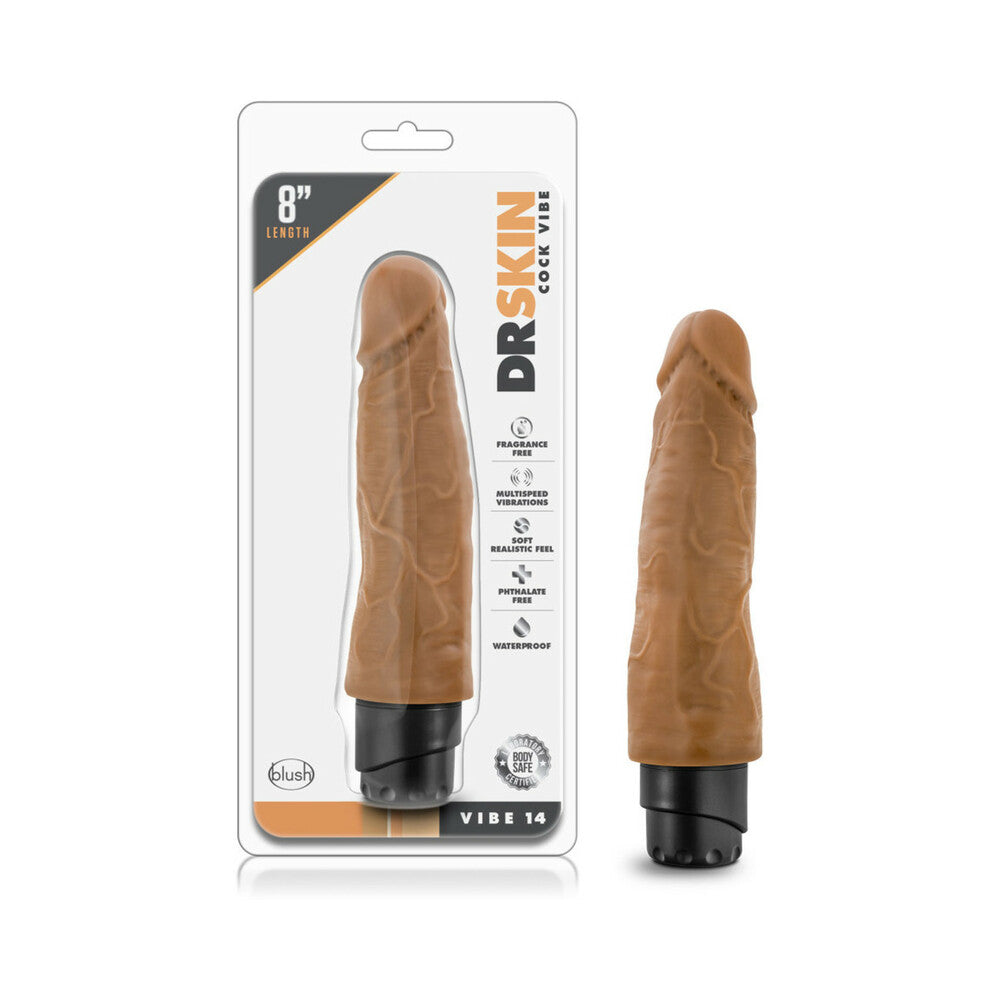 Blush Dr. Skin Vibe 14 Realistic 8 in. Vibrating Dildo Tan