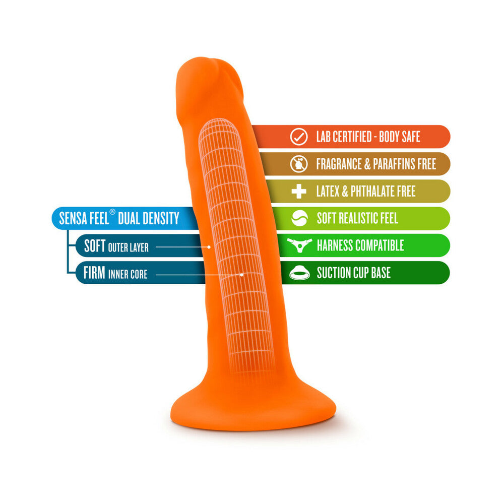 Neo 6in Dual Density Dildo Neon Orange