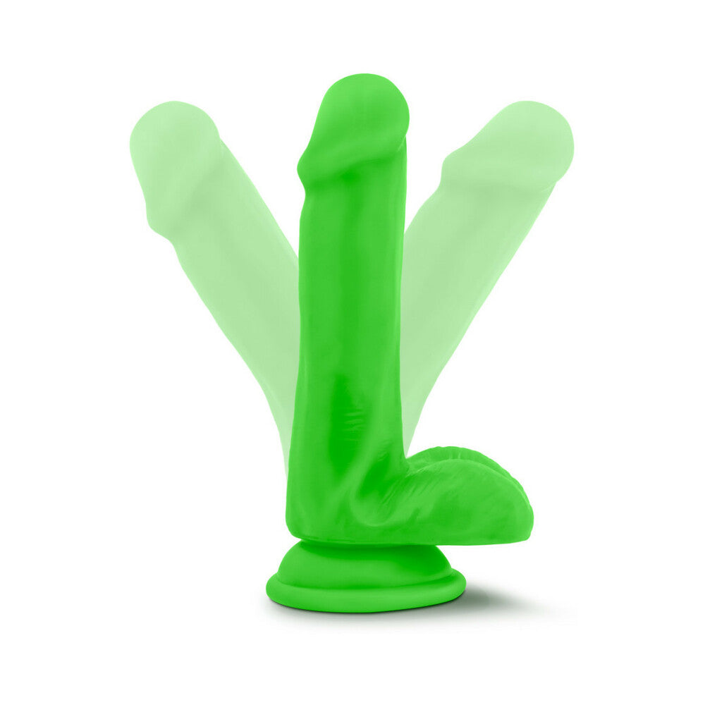 Neo 6 in. Dual Density Dildo with Balls Neon Green