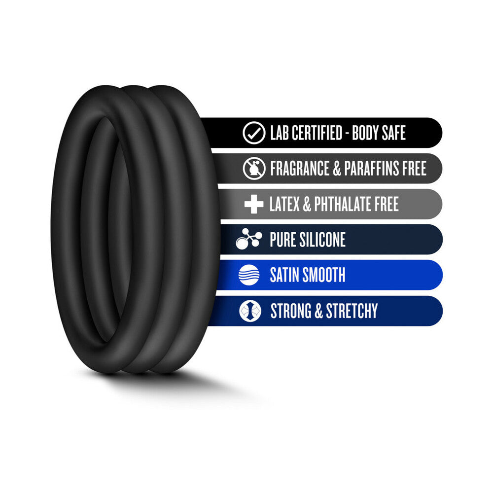 Performance VS3 Pure Premium Silicone Cockrings 3-Pack Large Black