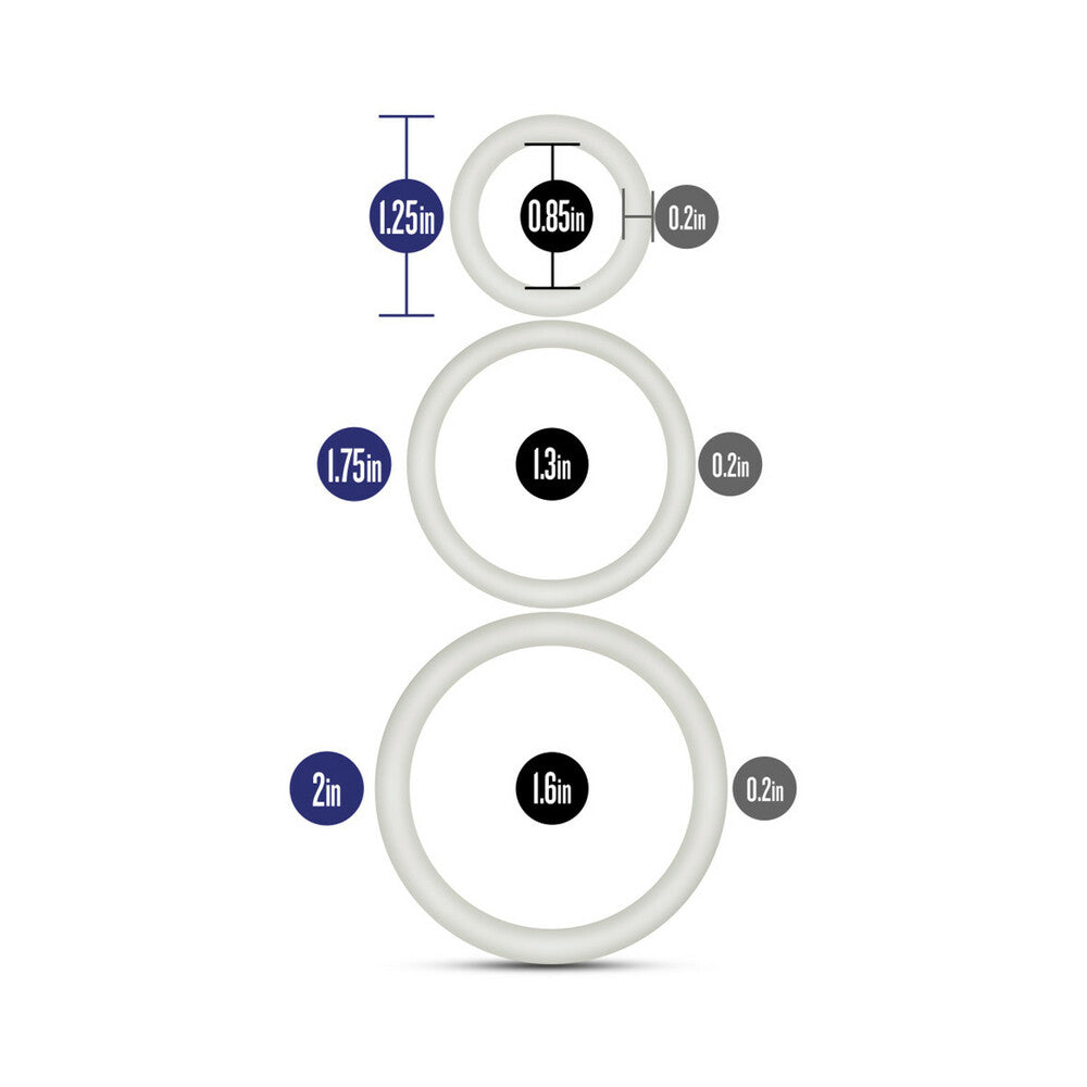 Performance VS4 Pure Premium Silicone Cockrings 3-Pack Set White