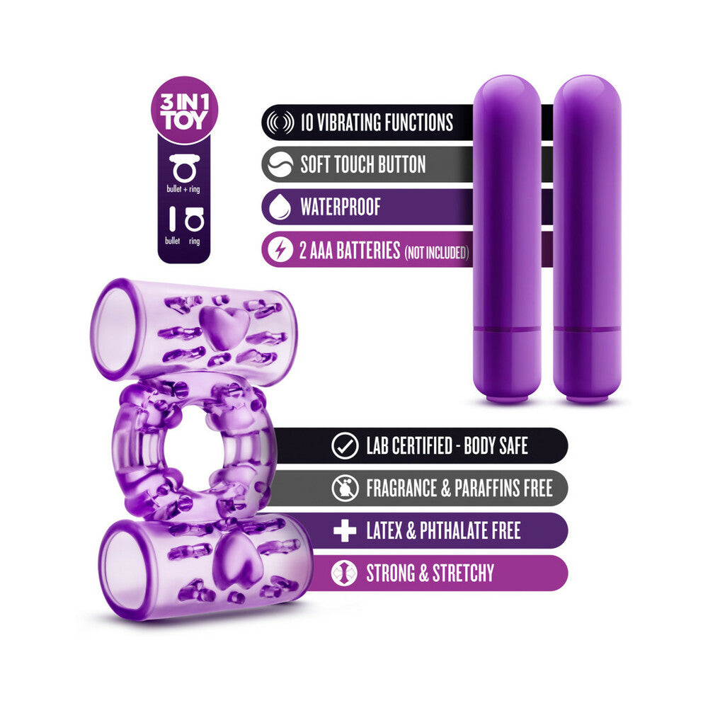 Play with Me Double Play Dual Vibrating Cockring Purple