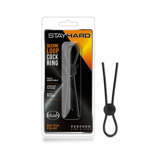 Blush Stay Hard Silicone Loop Lasso/Bolo Cockring Black