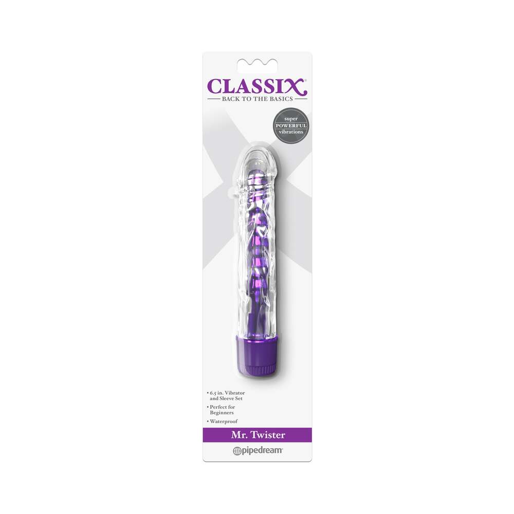 Pipedream Classix Mr. Twister 6.5 in. Vibrator and Sleeve Set Purple