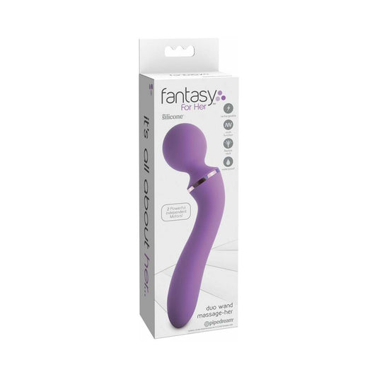 Pipedream Fantasy For Her Duo Wand Massage-Her Rechargeable Silicone Dual-Ended Vibrator Purple