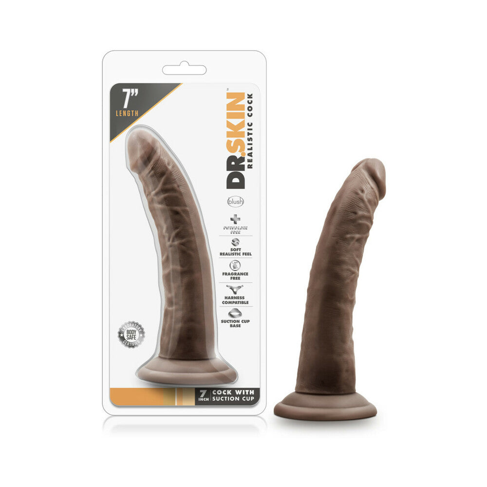 Blush Dr. Skin Realistic 7 in. Dildo with Suction Cup Brown