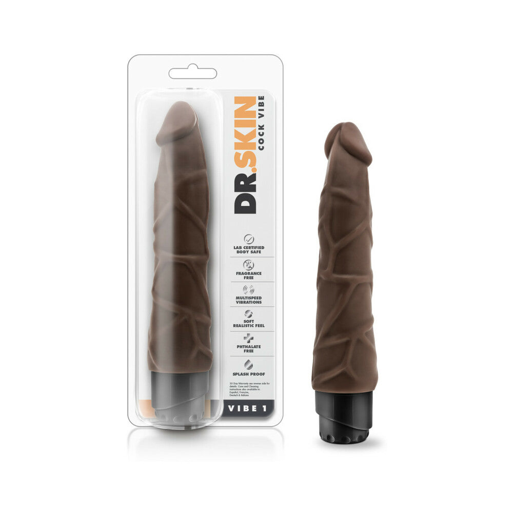 Blush Dr. Skin Vibe 1 Realistic 9 in. Vibrating Dildo Brown