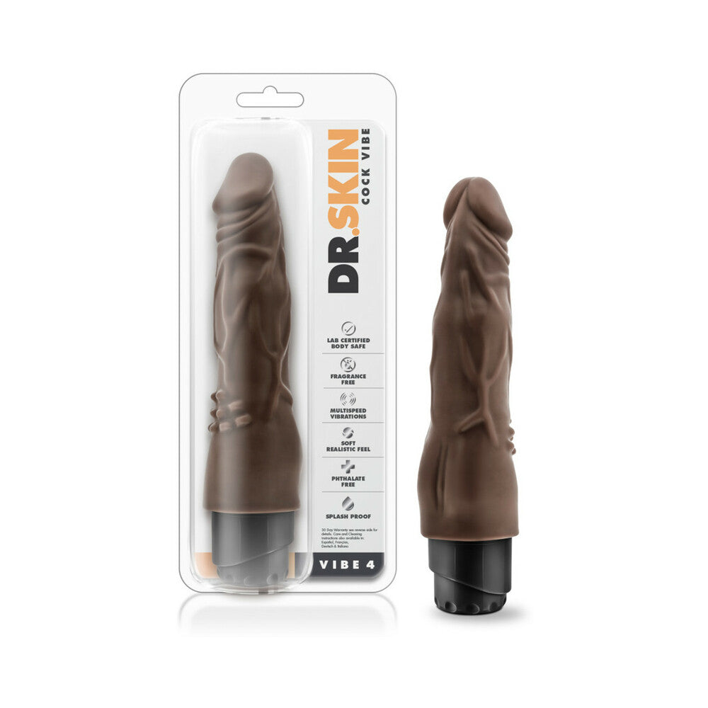 Blush Dr. Skin Vibe 4 Realistic 8 in. Vibrating Dildo Brown