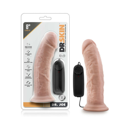 Blush Dr. Skin Dr. Joe Realistic 8 in. Vibrating Dildo with Suction Cup Beige