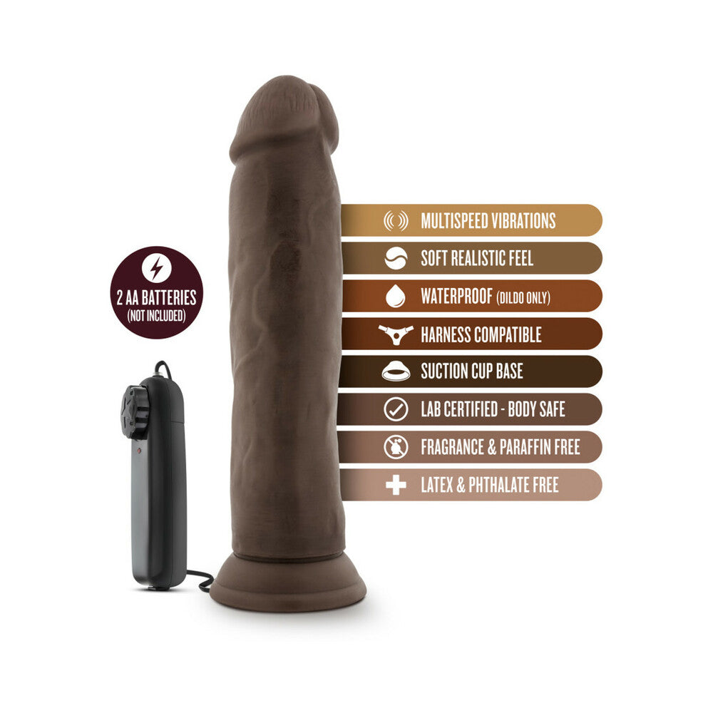 Dr. Skin Dr. Throb Realistic 9.5 in. Vibrating Dildo Brown