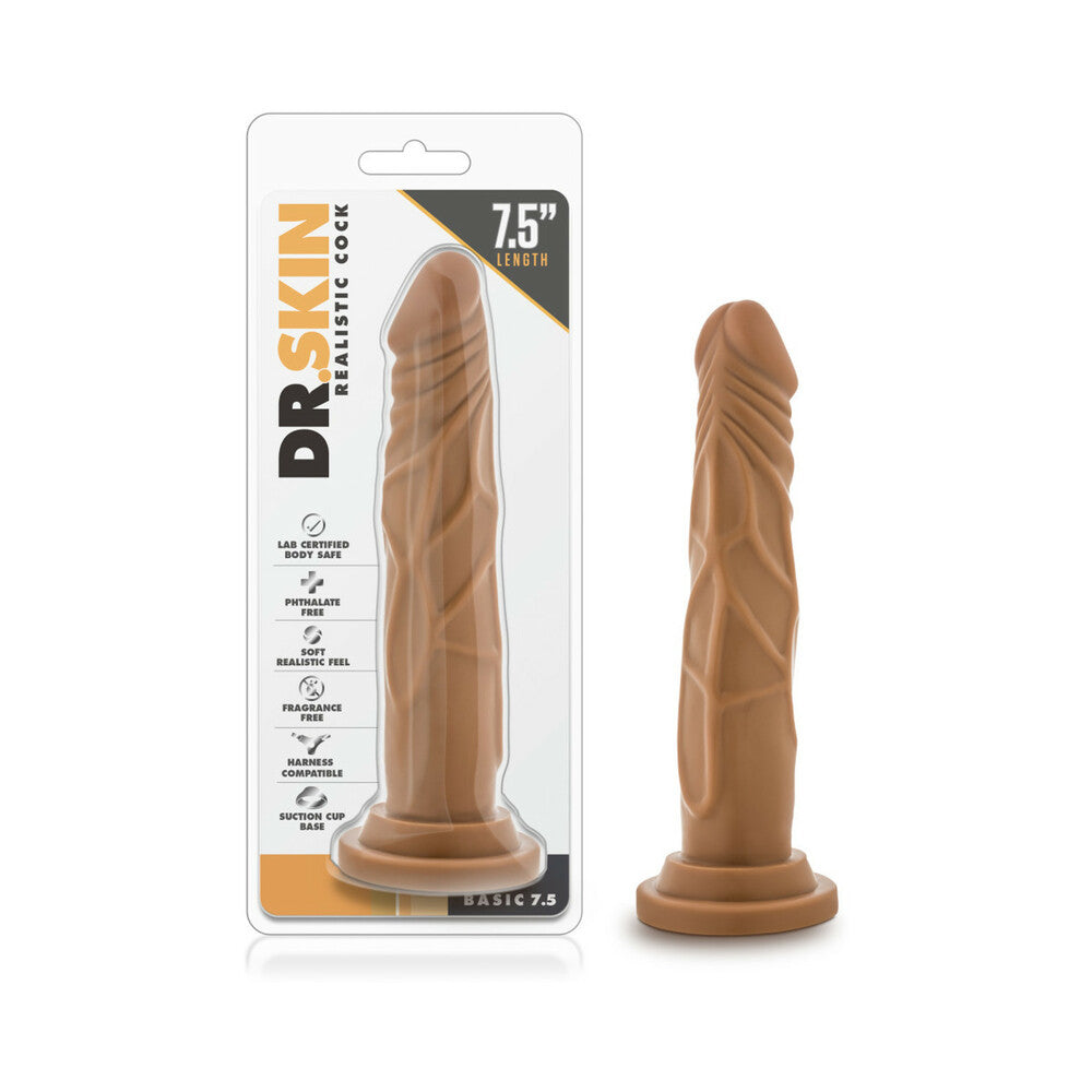 Blush Dr. Skin Basic 7.5 Realistic 7.5 in. Dildo with Suction Cup Tan