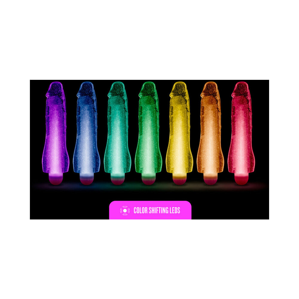 Glow Dicks Molly Color Changing 8 in. Vibrating Dildo Glitter Pink