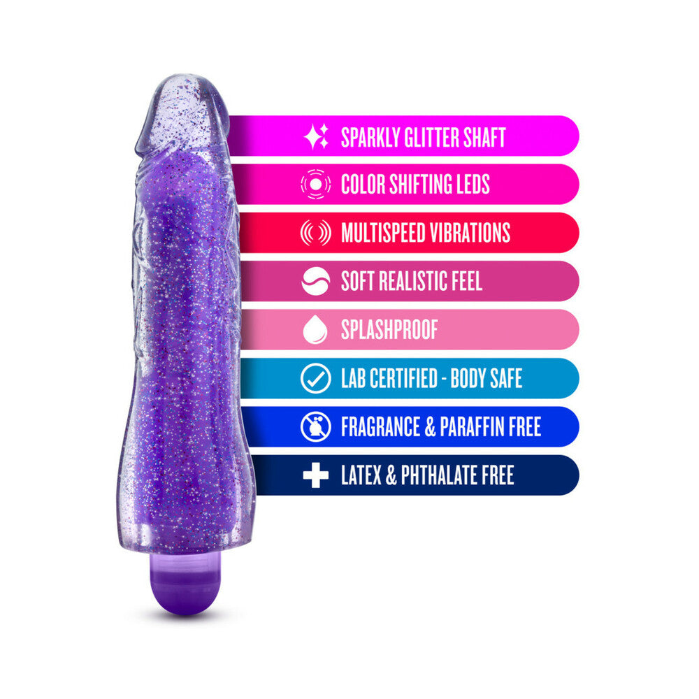 Glow Dicks Molly Color Changing 8 in. Vibrating Dildo Glitter Purple