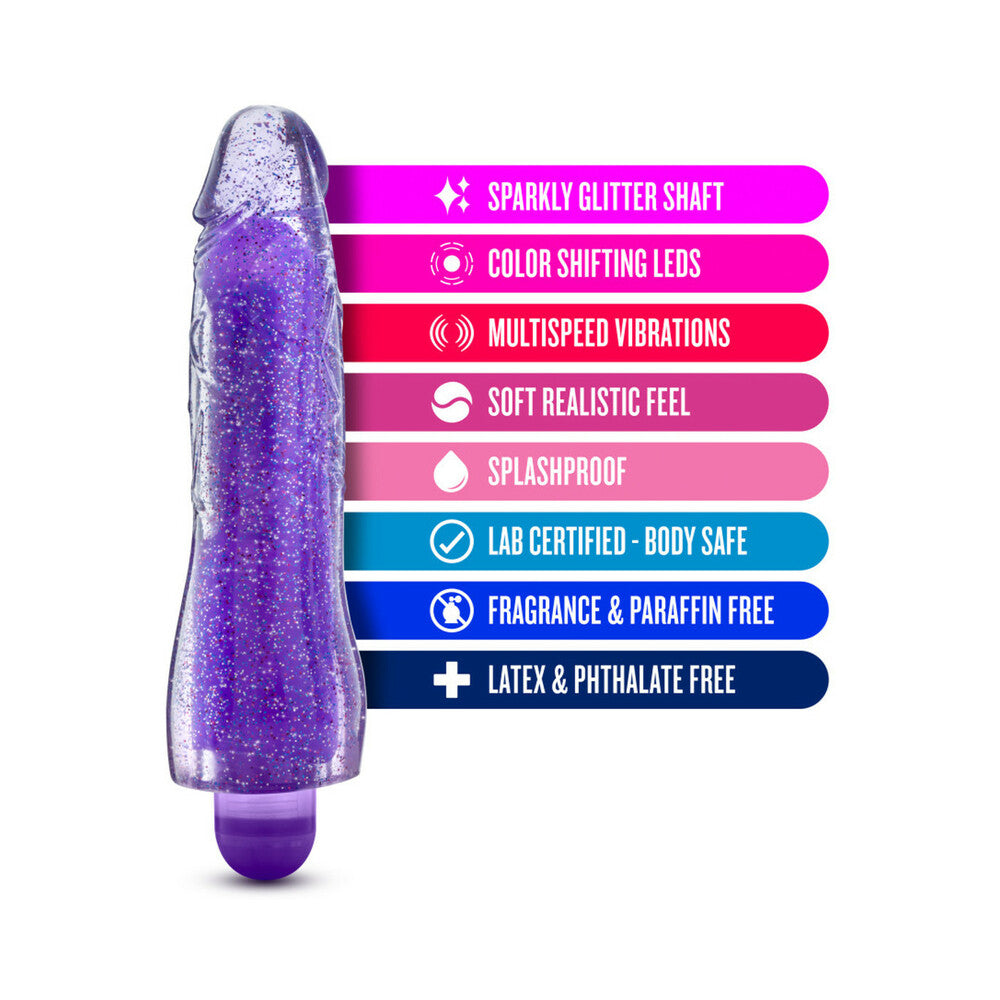 Glow Dicks Molly 8in Vibrat Glitter Pur