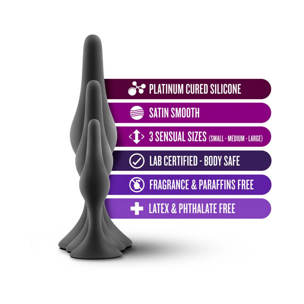 Luxe 3-Piece Silicone Beginner Plug Kit Black