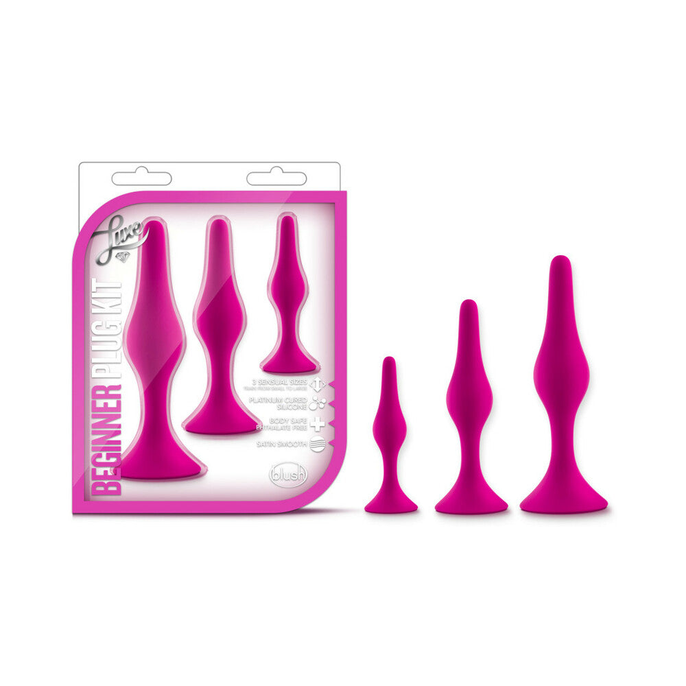 Blush Luxe 3-Piece Silicone Beginner Plug Kit Pink