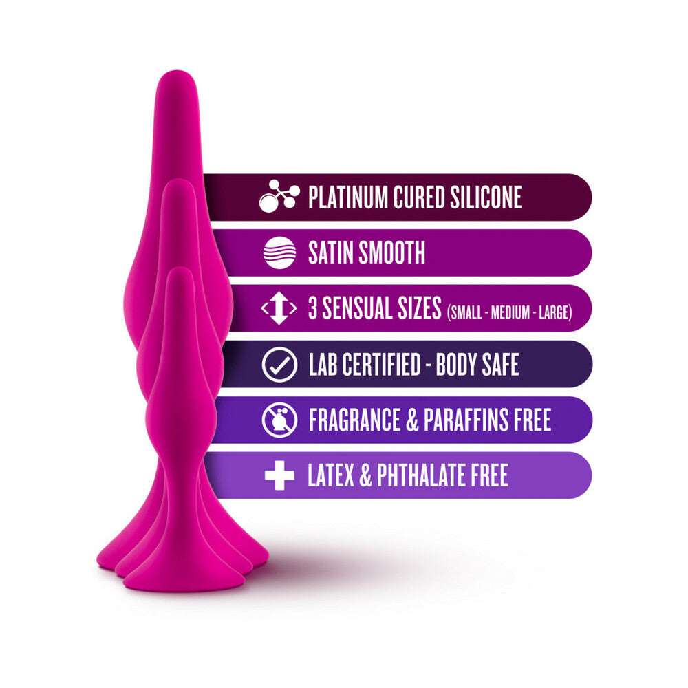 Luxe 3-Piece Silicone Beginner Plug Kit Pink