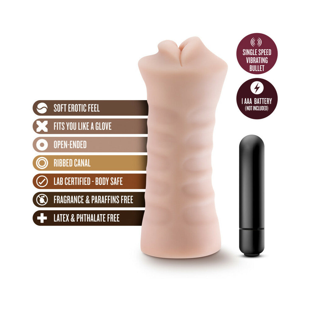 M for Men Angie Oral Stroker with Bullet Vibrator Beige