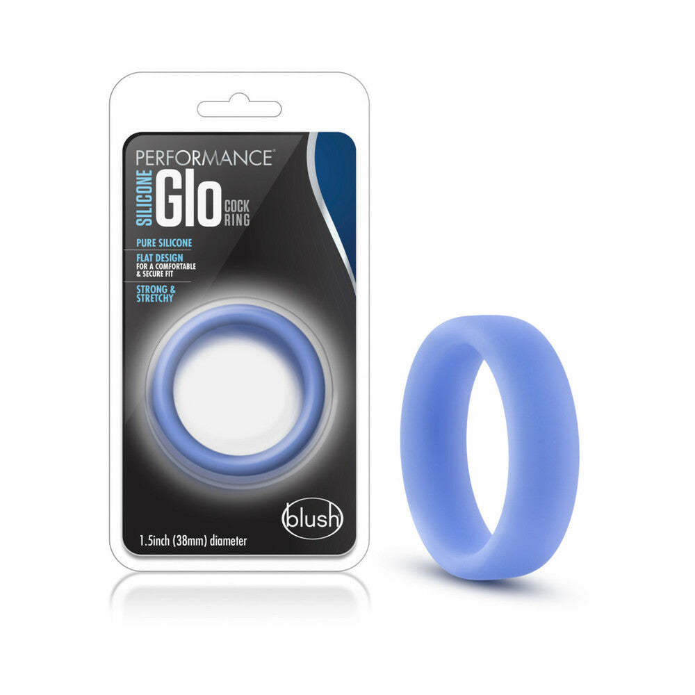 Blush Performance Silicone Glo Cock Ring Blue Glow