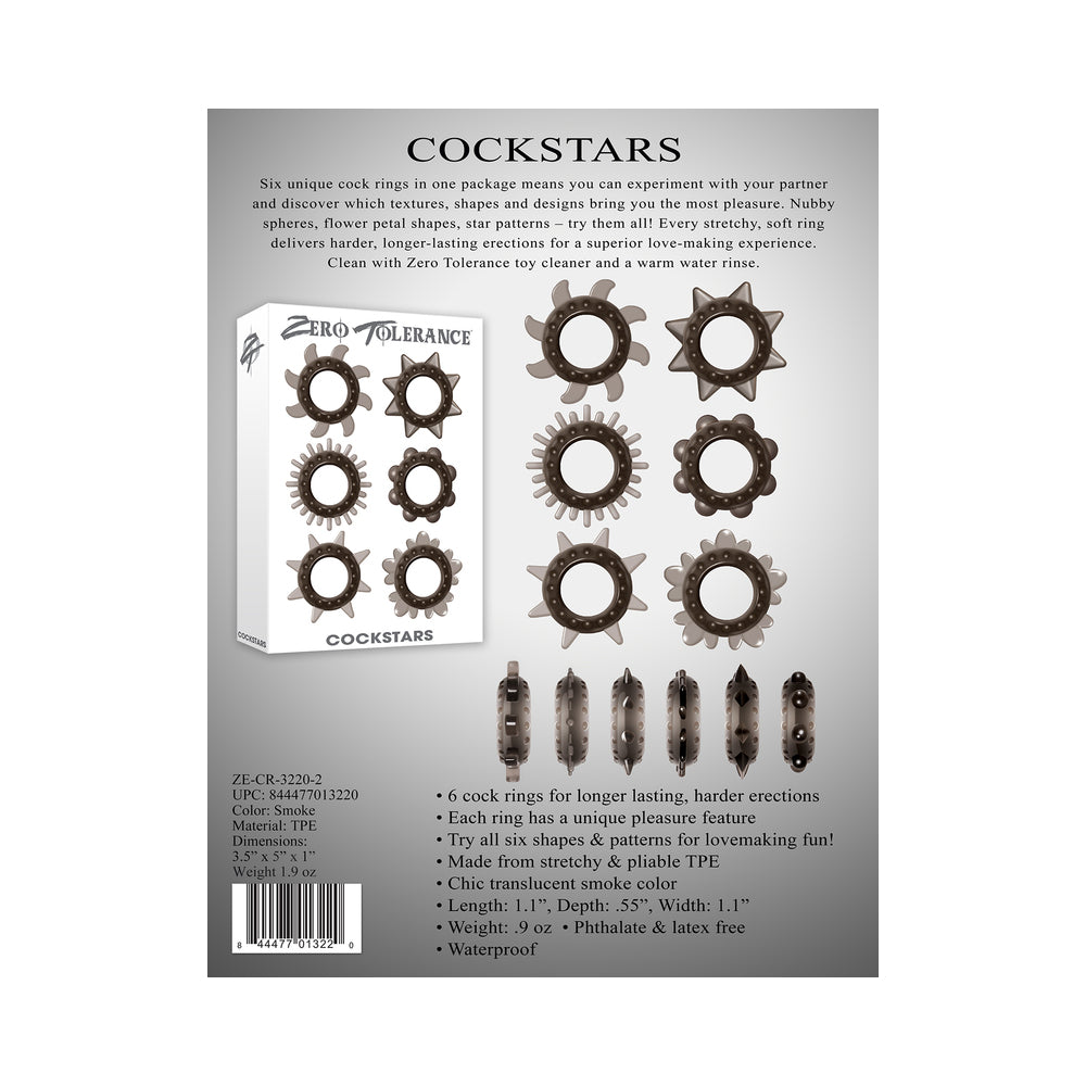 ZT Cockstars 6-Piece Cockring Set Smoke