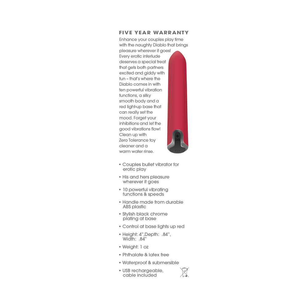 ZT Diablo Rechargeable Bullet Vibe Red