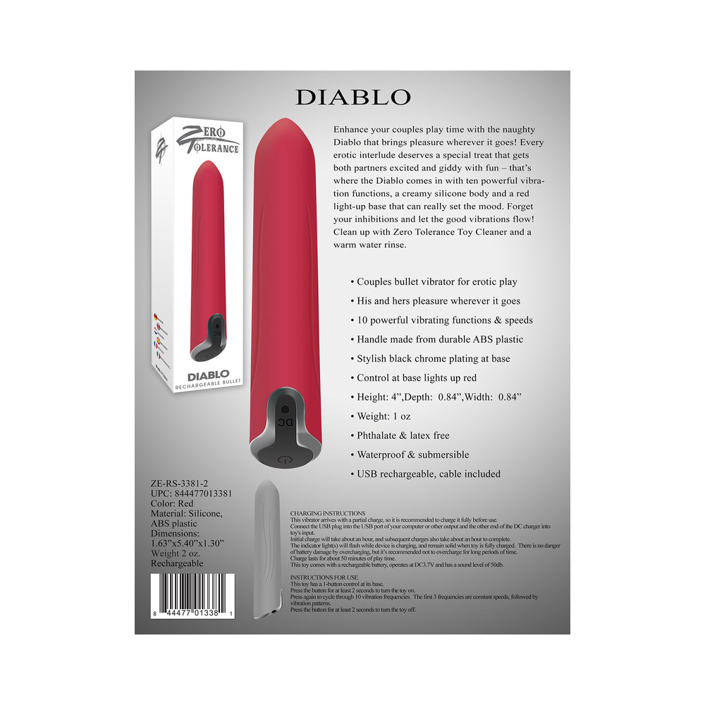 ZT Diablo Rechargeable Bullet Vibe Red