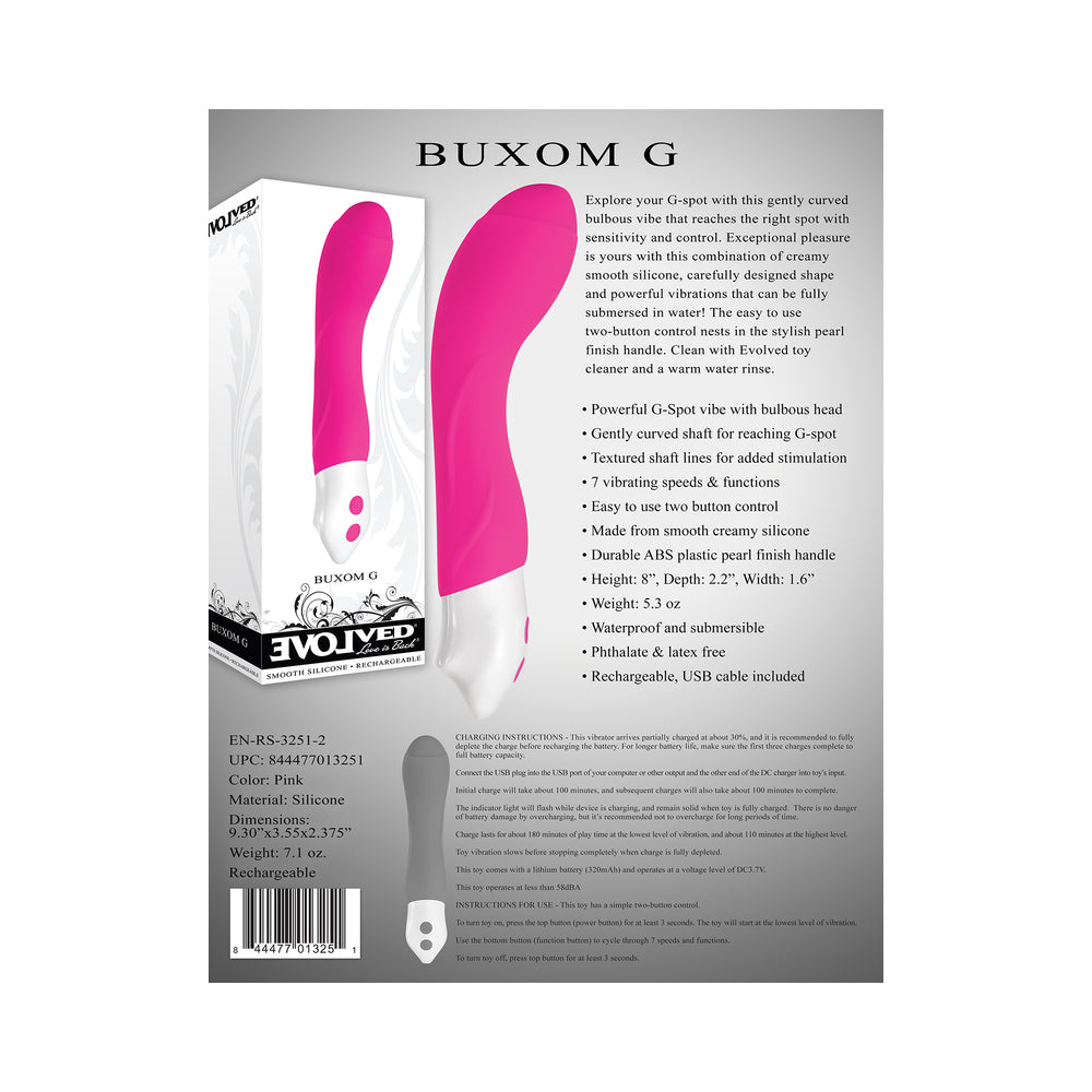 Vibrador G Recharge GSpot Buxom evolucionado, color rosa