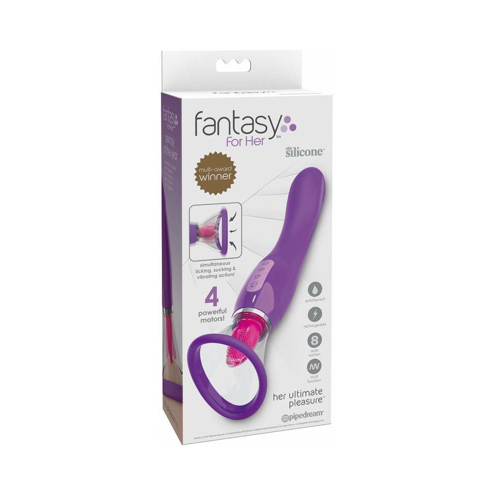 Pipedream Fantasy For Her Her Ultimate Pleasure Dual-Ended Vibrator With Licking Suction Purple