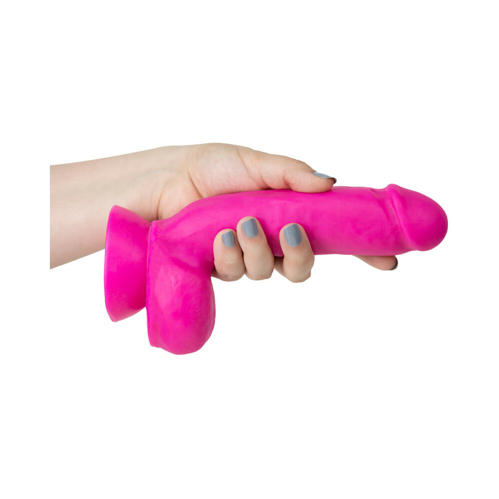 Blush Au Naturel Bold Pound 8.5 in. Posable Dual Density Dildo with Balls & Suction Cup Pink