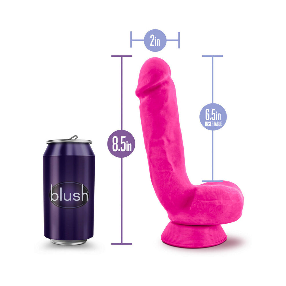 Blush Au Naturel Bold Pound 8.5 in. Posable Dual Density Dildo with Balls & Suction Cup Pink